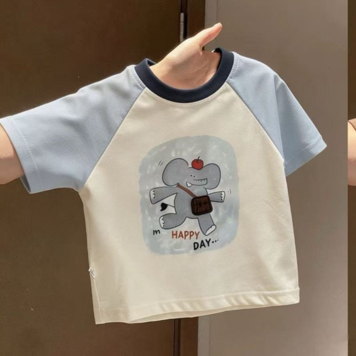 mẫu áo thun ngắn tay cotton nguyên chất hoạt hình kiểu dáng trẻ em mùa hè dành cho bé gái và bé