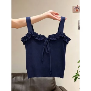 áo yếm nhún bèo cao cấp phong cách Pháp mới cho nữ giảm béo khí chất áo ngắn đa năng giảm tuổi t
