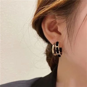 Bông tai nhung đen hàn quốc mới hợp thời trang độc đáo khuyên tai cao cấp dành cho nữ