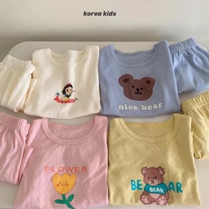 bộ quần áo mặc ở nhà bằng vải cotton thoáng khí dành cho trẻ em mùa hè bé trai và bé gái hoạt hì