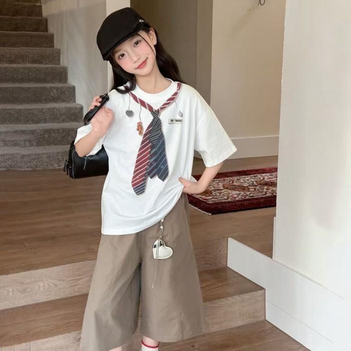 cô gái cotton nguyên chất mùa hè phong cách thời trang mới vừa và nhỏ dành cho trẻ em sọc vui nh