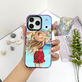 Giải Trí Kỳ Nghỉ Cô Gái Minh Họa Ốp Lưng Tương Thích Cho IPhone 11 12 13 14 15 16 17 Pro Max 12Mini Cover X XR XS Max Silicone Mềm Trong Suốt Cản SE 2022 6 7 8Plus Vỏ Chống Sốc