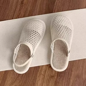 Giày Sandal Lưới Mùa Hè Bun Mũi Giày Sandal Nữ Có Lưng Khoét Lưới Phẳng Người Cá Giày Rỗng Birke