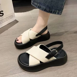 Dép Xăng Đan Mùa Hè Dày-Đế Cổ La Mã Mới Nền Tảng Giày Đi Biển Dép Nữ Bên Ngoài Mặc Mùa Hè Dép Dé