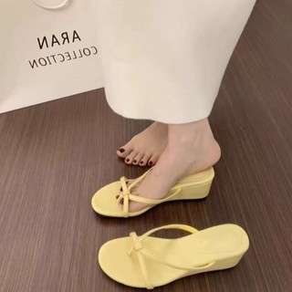 Simple Thick-soled Wedge-heeled Flip-flops For Women's Summer Outer Wear New Small Flip-flops