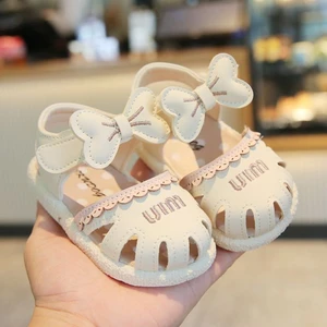 Dép Đế Mềm Chống Trơn Trượt Cho Bé Gái 2 Giày Thông Thường Velcro Thoáng Khí Mùa Hè Thời Trang C