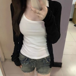 Áo khoác len cardigan Tencel mỏng chống nắng cho nữ áo khoác dệt kim cổ chữ V phong cách Hàn