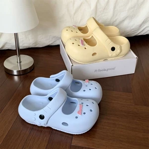 28 Rỗng Thoáng Khí Micro Vòm Đế Dày Croc Cho Nữ Mùa Hè Nữ Tính Màu Trơn Hàn Quốc Chữ Mary Jane
