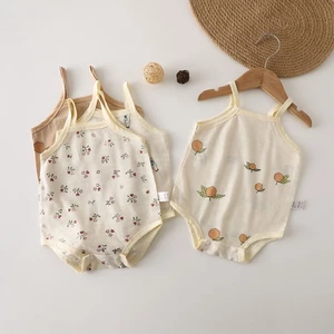 Quần Áo Mùa Hè Cho Bé Gái Bé Onesie Cotton Mỏng Siêu Dễ Thương Túi Đeo Đánh Rắm Quần Áo Nam N