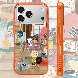 Ốp Sạc Từ Tính Không Dây Acrylic Màu Tương Thích Cho IPhone 14 PLUS 11 12 13 15 16 17 Pro Max Ốp Lưng Hoạt Hình Dễ Thương Snoopy Cuộc Sống Hàng Ngày 17Air Vỏ Cứng Chống Sốc Vỏ