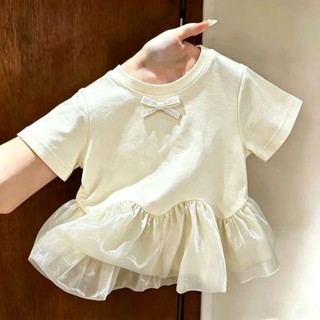 Áo thun mùa hè ngắn tay xù lông nửa tay ngọt ngào cotton nguyên chất đa năng thời trang dạo phố cho
