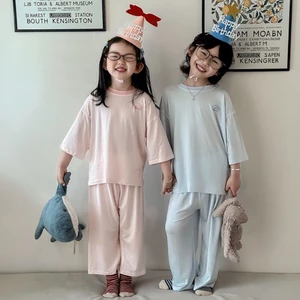 bộ đồ mùa hè thân thiện với da cho bé trai và bé gái, thiết kế cổ tròn, vừa vặn thoải mái