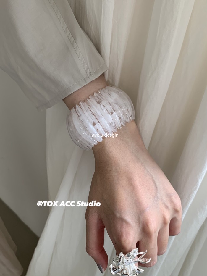 Have u desgin Thiết Kế Cảm Giác Thời Trang Mờ Dây Đàn Hồi Hình Bầu Dục Tất Cả Trận Đấu Vòng Tay Đơn Giản Cao Cấp Phụ Kiện Tay
