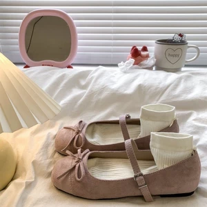 Giày nữ đế bệt nơ Pháp Mary Jane Giày ba lê có váy
