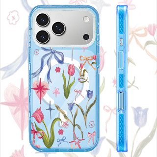 Ốp điện thoại sạc từ tính không dây Acrylic hình hoa Tulip màu hồng tương thích cho IPhone 16 PLUS 11 12 13 14 15 16 17 Pro Max Ốp lưng cứng chống sốc