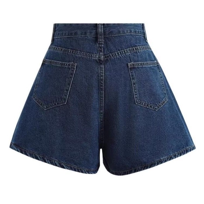 Kích thước lớn quần short denim eo cao mỏng mùa hè mm quần ống rộng rộng váy jeans