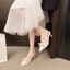 Phong Cách Mới Ren Nơ Mũi Nhọn Lưng Rỗng Nữ Đế Gót Thấp Mũi Giày Đa Năng