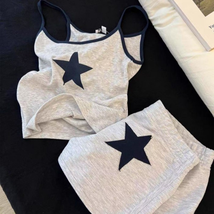 Design Star Bộ đồ ngủ treo gợi cảm Quần short nữ Quần áo ở nhà Bộ đồ có thể đi chơi