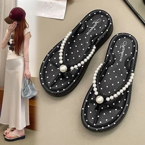 Dép xỏ ngón đế dày bên ngoài có chấm bi mùa hè dành cho nữ đi nghỉ mát mùa hè dép đi biển chống trư