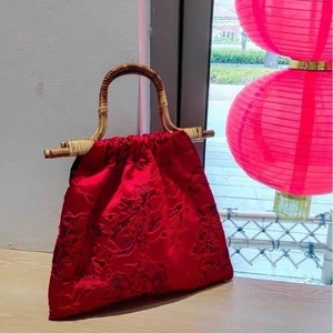 Mới phong cách Trung Quốc màu đỏ cô dâu phong cách quốc gia túi xách jacquard đám cưới Hanfu