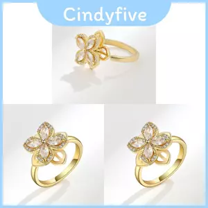 Nhẫn Hoa Đồng Thanh Lịch Với Đá Zircon Dành Cho Nữ Thời Trang Và Giảm Căng Thẳng