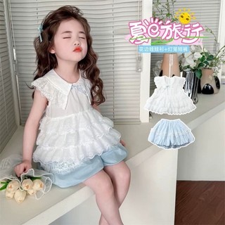 Girls Summer Korean Style Lace Doll Shirt New Baby Girl Lace Top Girl Korean Style Short Slee