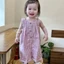 Bé Gái Quần Áo Mùa Hè Dễ Thương Kẻ Sọc Không Tay Tai Thỏ Áo Liền Quần Bé Gái Thời Trang Casual S