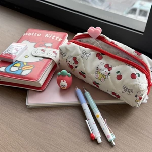 hellokitty anh đào màu đỏ dễ thương vải bút chì túi văn phòng phẩm giá trị cao công suất lớn dây k
