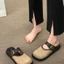 Mũi tròn đế bệt phối chân váy, giày đa năng, Birkenstocks nhẹ nhàng kiểu Pháp, giày Mary Jane ch
