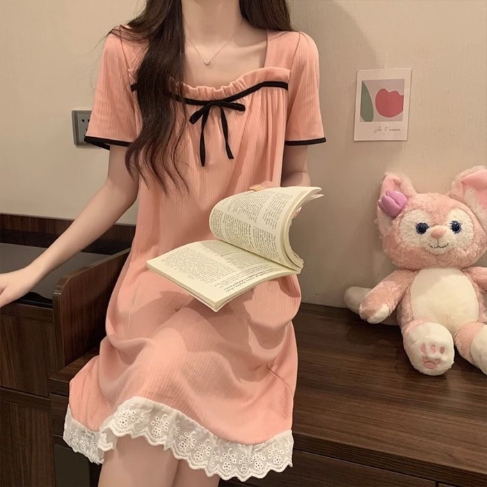 Summer Nightgown Summer Internet Celebrity Short Sleeve Internet Celebrity Style Student Cute Ap