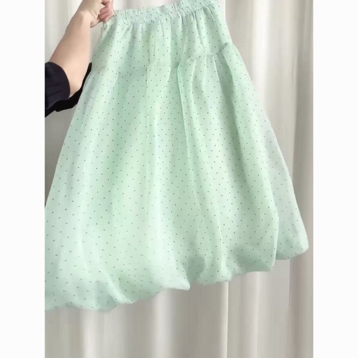 Lan ~ Nhỏ Tươi Xanh Chấm Bi Váy Hoa Bud Váy Nữ Phong Cách Mới Cao Cấp Ôm Hơn Nhìn Chữ A Váy Ngắn Váy