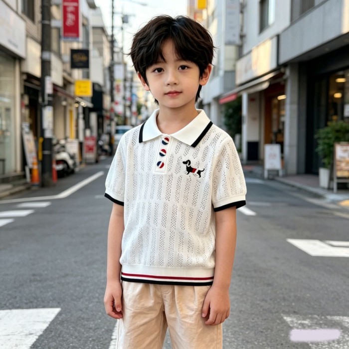 Boys' Tops Polo Shirt New Summer Children's Knitted Short-sleeved Top Baby Fashionable Summer