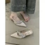 Giày sandal đế thấp mới mùa thu, giày cao gót da mềm mũi nhọn, mũi nhọn kiểu Pháp nhẹ sang tr