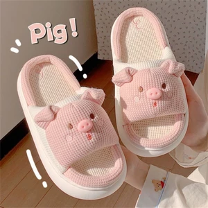 Heo Dễ Thương Bốn Mùa Dép Lanh Hoạt Hình Mới Trong Nhà Nhà Đế Dày Thoải Mái Cặp Đôi Chống Trơ