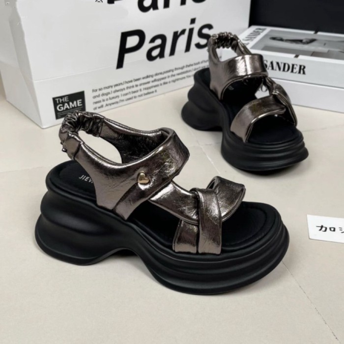 Mùa Hè Da Mềm Đế Dày Tăng Chiều Cao Giày Sandal Nữ Đa Năng Hở Mũi Miệng Cá La Mã Giày Đi Biển Cho N