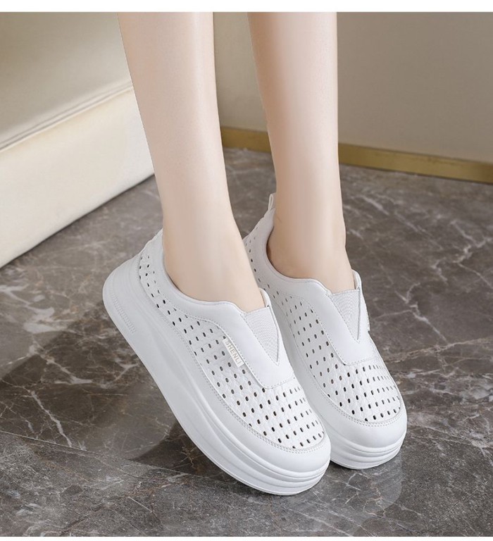 Giày lười nữ, giày trắng thoáng khí mùa hè với váy, giày thể thao và giày thể thao thông thường, gi