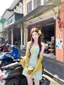 Đầm Suspender Thắt Nơ Nữ Ngọt Ngào Và Tươi Mát Sọc Hoa Váy Chữ A