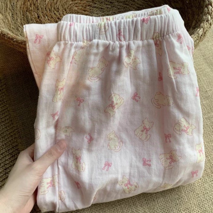 chiếc quần pyjama cotton Yunduo mới dành cho nữ mùa xuân hạ thu, quần mặc ở nhà rộng rãi có thể