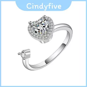 Nhẫn Đồng Hình Trái Tim Hợp Thời Trang Cho Nữ Với Trang Sức Zircon Cho Sự Lo Âu Và Tuyên Bố Thời Trang