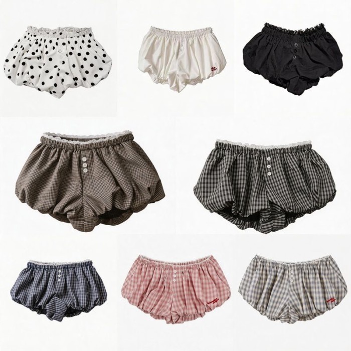 Quần culottes hình đám mây nhiều màu dành cho nữ mùa hè cạp cao quần ống phồng bí ngô và quần