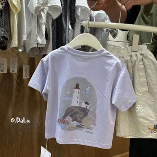 Trẻ em mùa hè phong cách Hàn Quốc áo thun cotton ngắn tay dáng rộng đơn giản dành cho trẻ em kiểu d