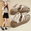Giày Sandal Bao Đầu La Mã Mùa Hè Nữ Rỗng Flat Lồng Lợn Giày Phong Cách Đi Biển Giày Thường