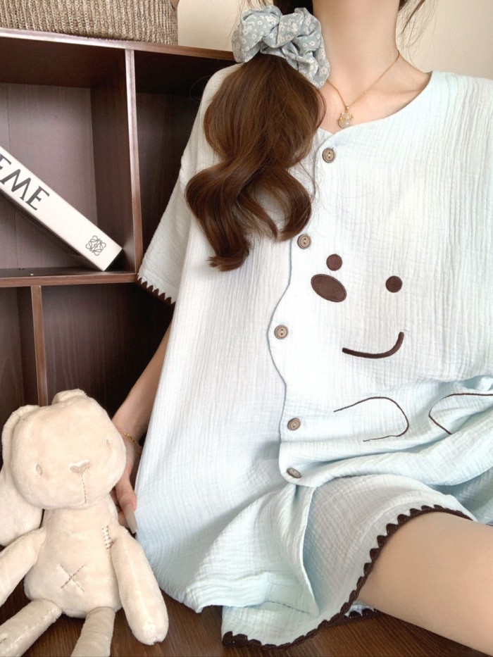 New Korean Version Of Cartoon Pajamas For Women Summer Short-sleeved Shorts Internet Celebrit
