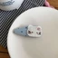 miếng dán vải chấm bi màu xanh sữa, kẹp tóc nơ mèo dễ thương, kẹp tóc mái, kẹp vải bên hông