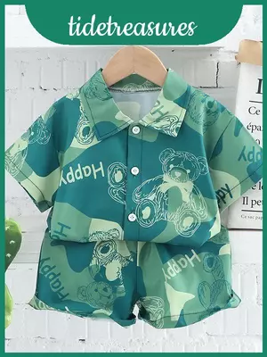 Áo sơ mi và bộ ngắn phong cách Hawaii thư giãn cho bé trai Lý tưởng cho những ngày đi biển mùa hè và kỳ nghỉ