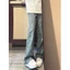 Quần jeans bootcut jacquard in chữ đầy đủ dành cho nam trong mùa hè Quần ống đứng nam thiết k