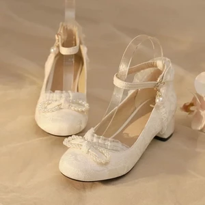 Giày sườn xám, giày cao gót, giày đơn nữ, kết hợp với công chúa mặt ngựa lolita, phong cách dân