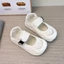 Trắng Rỗng Velcro Mary Jane Giày Xấu Xí Ngón Chân Cái Xăng Đan Thể Thao Giày Đi Bộ Đường Dài