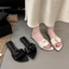 Giày bệt mũi vuông , dép xỏ ngón gót thấp, áo khoác ngoài hoa mới mùa hè, sandal khí chất, sandal