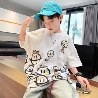 Áo thun cotton mùa hè ngắn tay cho bé trai, kiểu dáng mùa hè cho trẻ em vừa và lớn, đẹp và rộng rãi